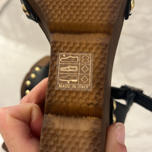 Beautiful made in Italy, pebbled, leather wood wedges - Picture 7 of 7